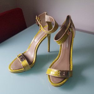 BCBGMAXAZRIA MA-ENTREAT CHARTREUSE OPEN TOE SANDALS HEELS WOMEN'S SIZE 6.5M